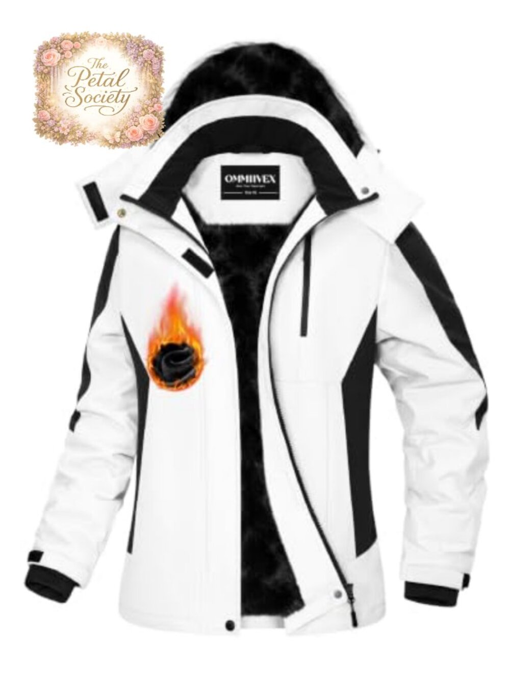 Women's Winter Ski Jacket Slim Waist Fleece Lined Wind Water Resistant Coat